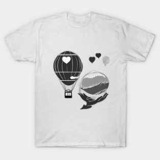 Dreamy Nighttime Hot Air Balloon and Whale Adventure No. 648 T-Shirt